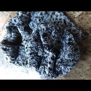 Adrienne Landau Faux Fur Cap and Scarf Gray and Black tones.